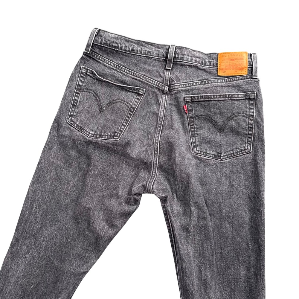 Levi's Premium 501 Washed Black Straight Leg Jeans 32x28 Indie Sleaze Grunge 90s